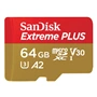 SanDisk Extreme PLUS microSDXC 64GB + SD Adapter 200MB/s & 90MB/s A2 C10 V30 UHS-I U8