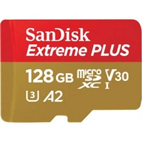 SanDisk Extreme PLUS microSDXC 128GB + SD Adapter 200MB/s & 90MB/s A2 C10 V30 UHS-I U3