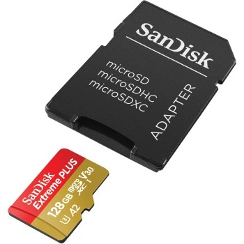 SanDisk Extreme PLUS microSDXC 128GB + SD Adapter 200MB/s & 90MB/s A2 C10 V30 UHS-I U3