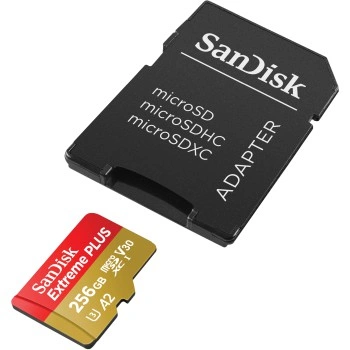 SanDisk Extreme PLUS microSDXC 256GB + SD Adapter 200MB/s & 140MB/s  A2 C10 V30 UHS-I U3