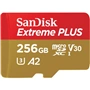 SanDisk Extreme PLUS microSDXC 256GB + SD Adapter 200MB/s & 140MB/s  A2 C10 V30 UHS-I U3