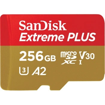 SanDisk Extreme PLUS microSDXC 256GB + SD Adapter 200MB/s & 140MB/s  A2 C10 V30 UHS-I U3