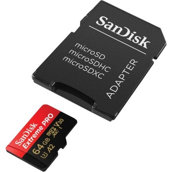 SanDisk Extreme PRO microSDXC 64GB + SD Adapter 200MB/s & 90MB/s  A2 C10 V30 UHS-I U3