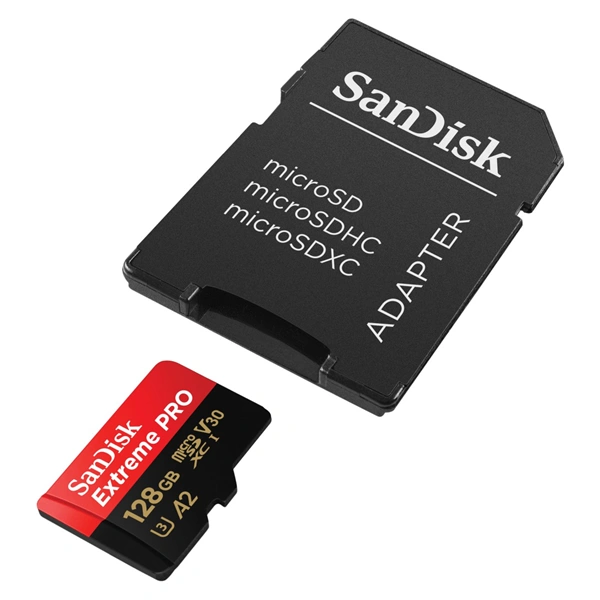 SanDisk Extreme PRO microSDXC 128GB + SD Adapter 200MB/s & 90MB/s  A2 C10 V30 UHS-I U3