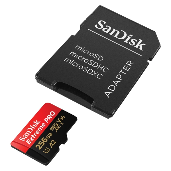 SanDisk Extreme PRO microSDXC 256GB + SD Adapter 200MB/s & 140MB/s A2 C10 V30 UHS-I U3