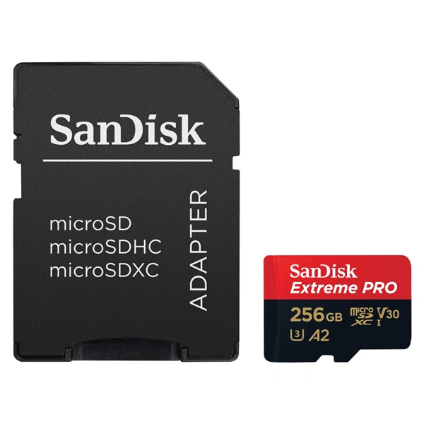 SanDisk Extreme PRO microSDXC 256GB + SD Adapter 200MB/s & 140MB/s A2 C10 V30 UHS-I U3