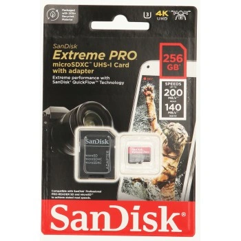 SanDisk Extreme PRO microSDXC 256GB + SD Adapter 200MB/s & 140MB/s A2 C10 V30 UHS-I U3