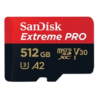 SanDisk Extreme PRO microSDXC 512GB + SD Adapter 200MB/s & 140MB/s A2 C10 V30 UHS-I U3