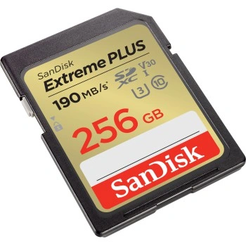 SanDisk Extreme PLUS 256 GB SDXC Memory Card 190 MB/s & 130 MB/s, UHS-I, Class 10, U3, V30