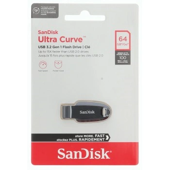 SanDisk Ultra Curve Flash Drive, 64 GB, USB 3.2