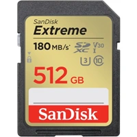 SanDisk Extreme 512 GB SDXC Memory Card 180 MB/s & 130 MB/s, UHS-I, Class 10, U3, V30