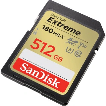 SanDisk Extreme 512 GB SDXC Memory Card 180 MB/s & 130 MB/s, UHS-I, Class 10, U3, V30