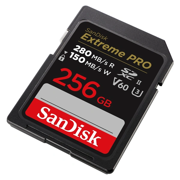 SanDisk Extreme PRO 256 GB V60 UHS-II SD cards, 280/150 MB/s,V60,C10,UHS-II
