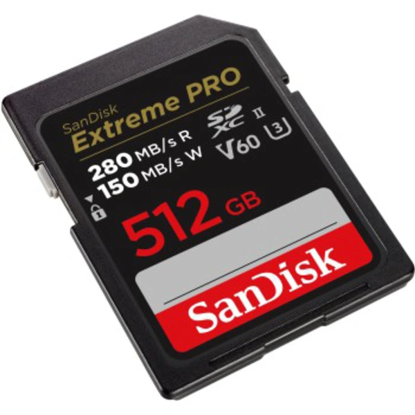 SanDisk Extreme PRO 512 GB V60 UHS-II SD cards, 280/150 MB/s,V60,C10,UHS-II