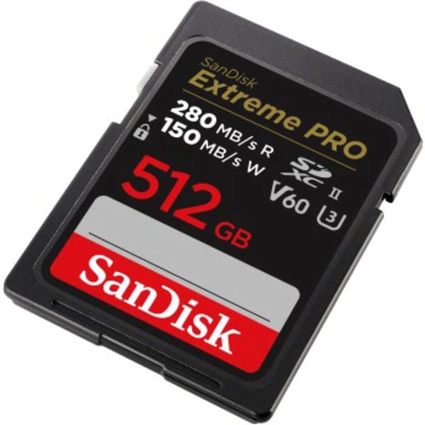 SanDisk Extreme PRO 512 GB V60 UHS-II SD cards, 280/150 MB/s,V60,C10,UHS-II