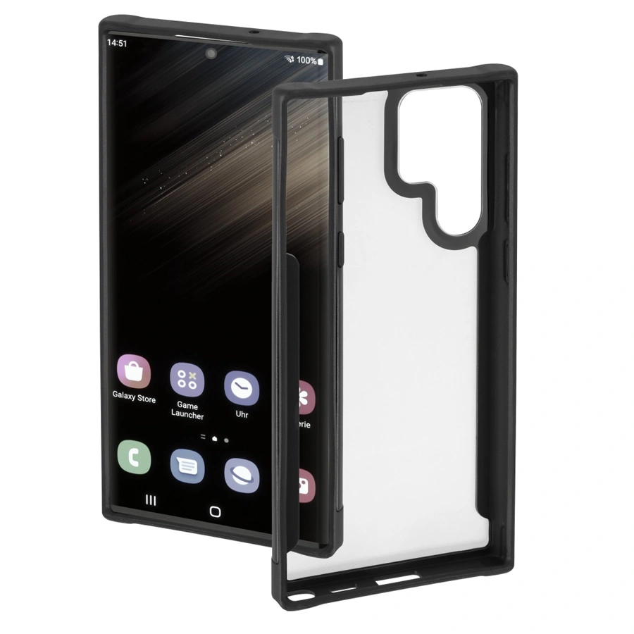 Hama Metallic Frame, kryt pro Samsung Galaxy S23 Ultra, průhledný/černý