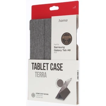 Hama Terra, pouzdro pro Samsung Galaxy Tab A8 10.5", recyklovaný materiál, šedé