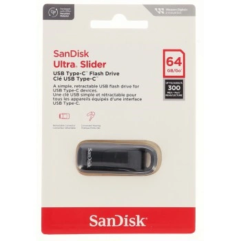 SanDisk Ultra Slider USB Type-C USB 3.2 Gen 1 64 GB, zasunovací konektor