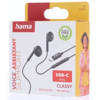 Hama USB-C sluchátka s mikrofonem Classy, pecky, černá