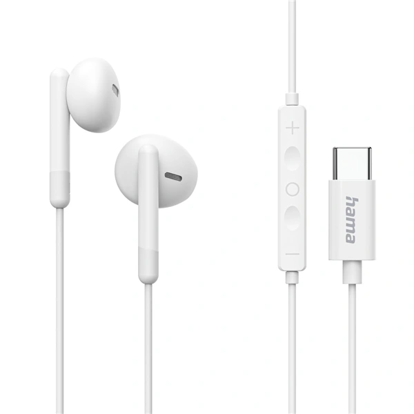 Hama USB-C sluchátka s mikrofonem Classy, pecky, bílá