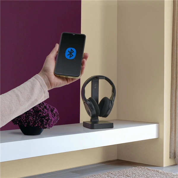 Hama bezdrátová TV sluchátka, nabíjecí základna s 2,4 GHz vysílačem, Bluetooth