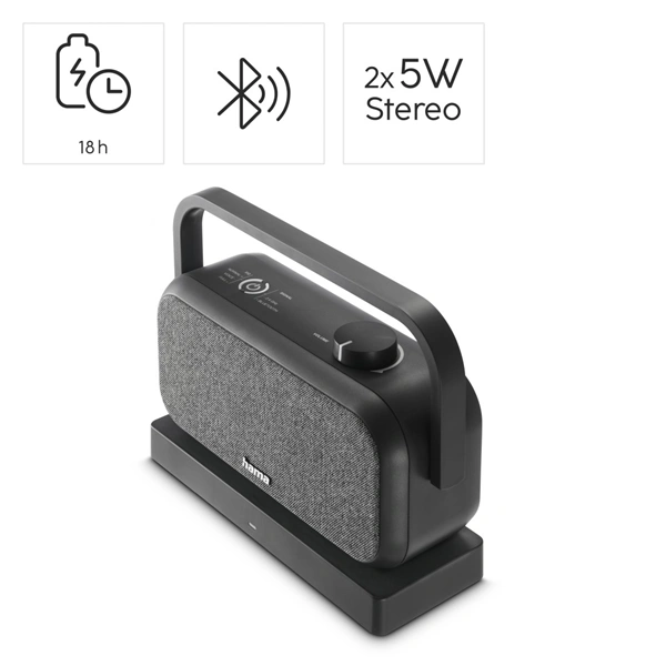 Hama bezdrátový přenosný TV reproduktor, nabíjecí základna s 2,4 GHz vysílačem, Bluetooth