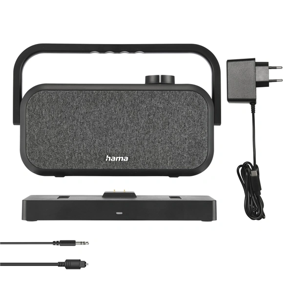 Hama bezdrátový přenosný TV reproduktor, nabíjecí základna s 2,4 GHz vysílačem, Bluetooth