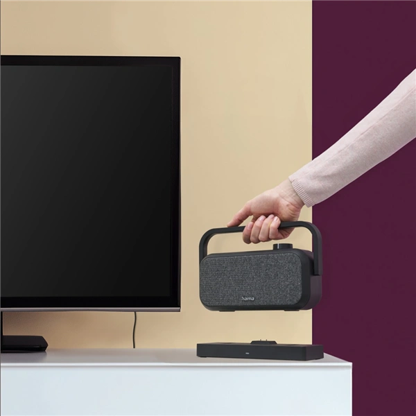Hama bezdrátový přenosný TV reproduktor, nabíjecí základna s 2,4 GHz vysílačem, Bluetooth
