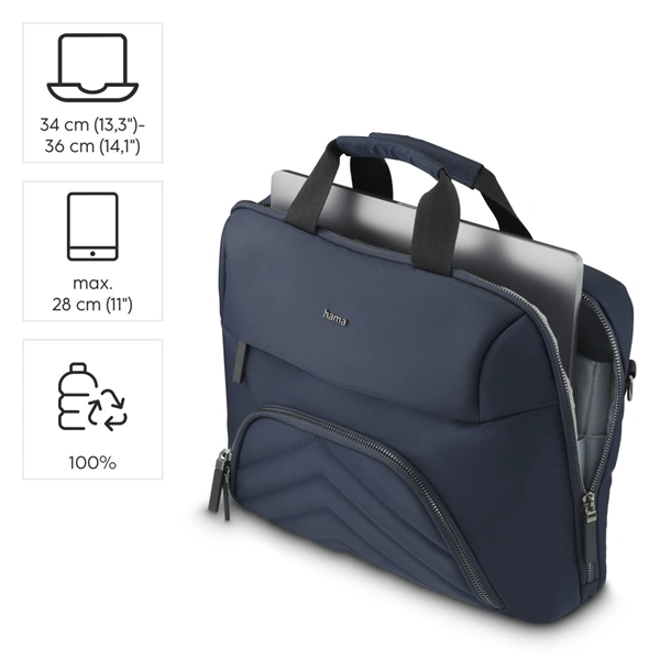 Hama Premium Lightweight, brašna na notebook, 34-36 cm (13,3"-14,1"), recyklovaný PET, tmavomodrá