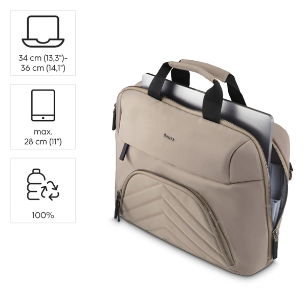 Hama Premium Lightweight, brašna na notebook, 34-36 cm (13,3"-14,1"), recyklovaný PET, béžová