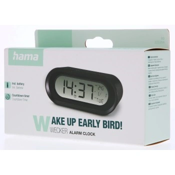 Hama Samos, digitální budík, zobrazení teploty, data, vč. baterií, černý