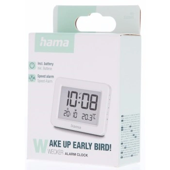 Hama Kos, digitální budík, s datem a teplotou, bílý