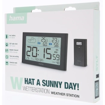 Hama Sylt, meteostanice, bezdrátový senzor, DCF hodiny, teplota, vlhkost, počasí, baterie, černá