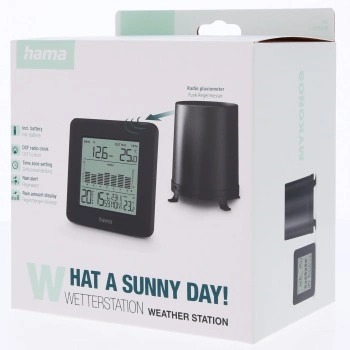 Hama Mykonos, meteostanice, bezdrátový srážkoměr/venkovní senzor, baterie, černá