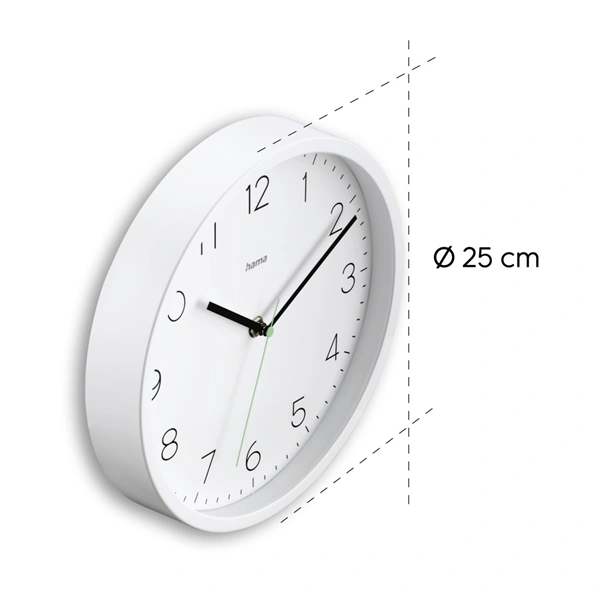 Hama Menorca, nástěnné hodiny řízené rádiovým signálem, 25 cm, bílé