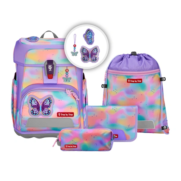 Školní aktovka Step by Step CLOUD FLASH, Butterfly Luna - 5 dílný set, AGR certifikát