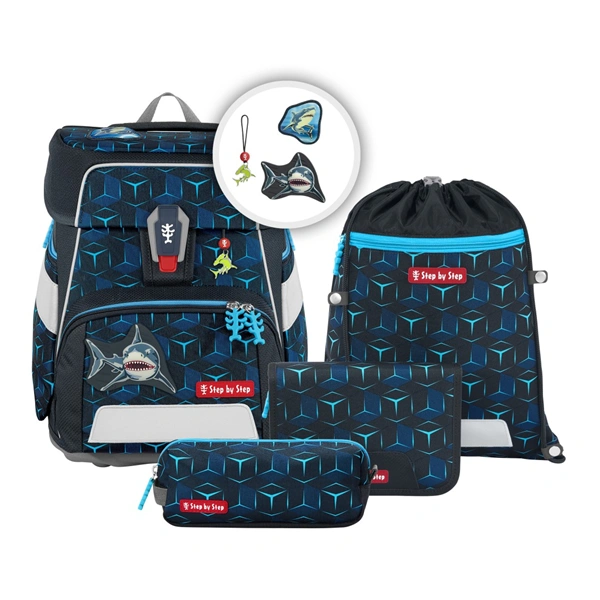 Školní aktovka Step by Step SPACE SHINE, Shark Dexter - 5 dílný set, AGR certifikát