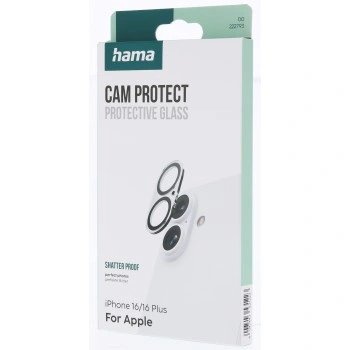 Hama Cam Protect, ochranné sklo fotoaparátu pro Apple iPhone 16/16 Plus, průhledné