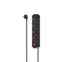 Hama prodlužovací přívod XL, 4 zásuvky schuko, 5 vypínačů, 1,4 m, černá