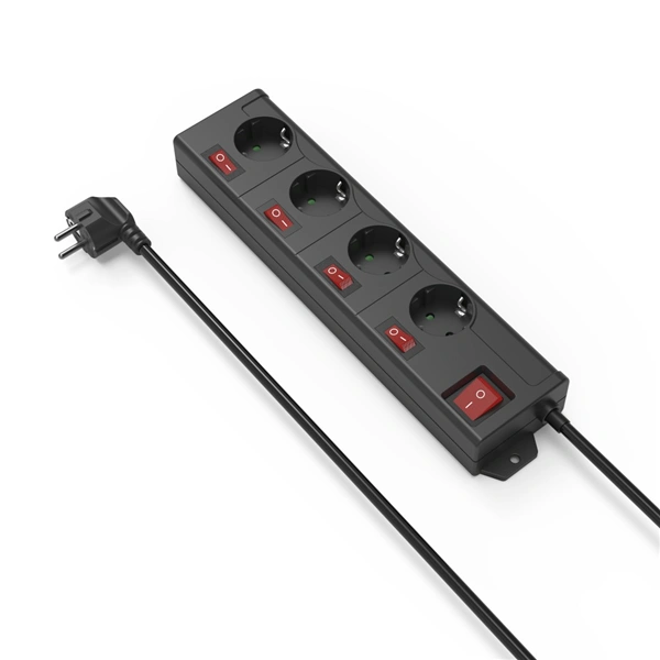 Hama prodlužovací přívod XL, 4 zásuvky schuko, 5 vypínačů, 1,4 m, černá