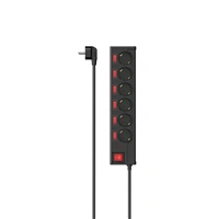 Hama prodlužovací přívod s přepěťovou ochranou, 6 zásuvek schuko, 7 vypínačů, 1,4 m, černá