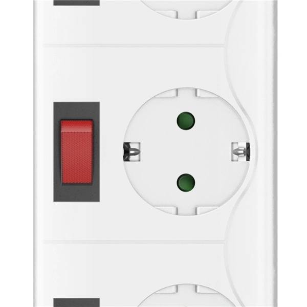 Hama prodlužovací přívod XL s přepěťovou ochranou, 6 zásuviek schuko, 7 vypínačů, 1,4 m, bílá