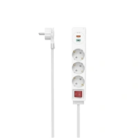 Hama prodlužovací přívod, 3x zásuvka schuko, USB-C PD/USB-A QC 18 W, 1,4 m