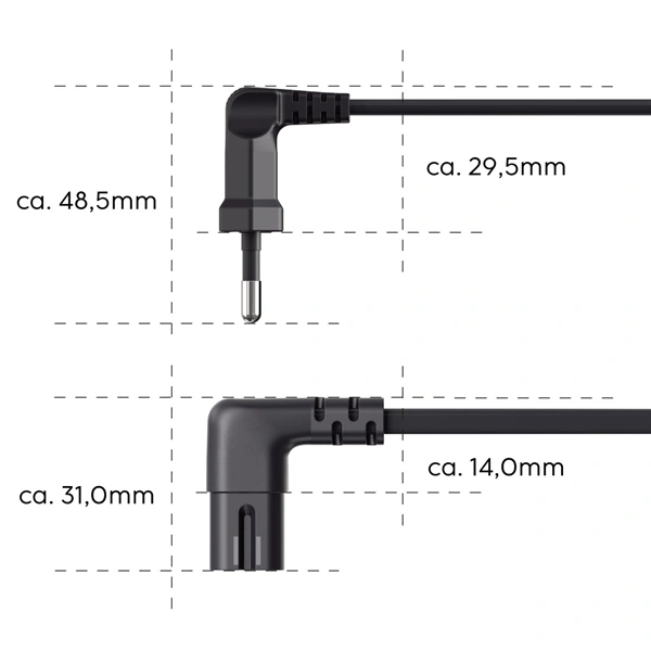 Hama síťový napájecí kabel, kolmé euro vidlice, 1,5 m