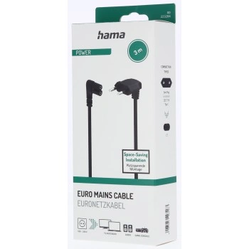 Hama síťový napájecí kabel, kolmé euro vidlice, 3 m