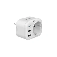 Hama zsuvkov USB nabjeka, 1x el. zsuvka, 1x USB-C PD, 2x USB-A, 20 W