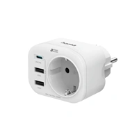 Hama zsuvkov USB nabjeka, 1x el. zsuvka, 1x USB-C PD, 2x USB-A, 20 W