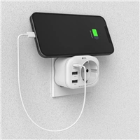 Hama zsuvkov USB nabjeka, 1x el. zsuvka, 1x USB-C PD, 2x USB-A, 20 W