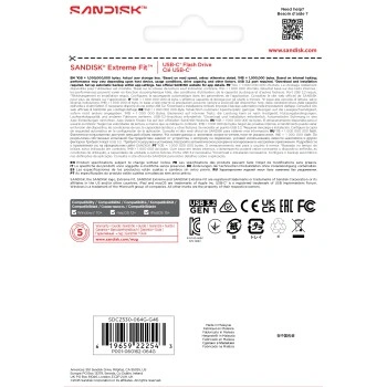 SanDisk Extreme Fit USB-C Flash Drive USB 64 GB Flashdrives 300 MB/s, černá