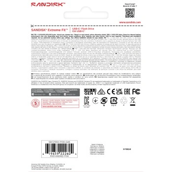 SanDisk Extreme Fit USB-C Flash Drive USB 1 TB Flashdrives 400 MB/s, černá